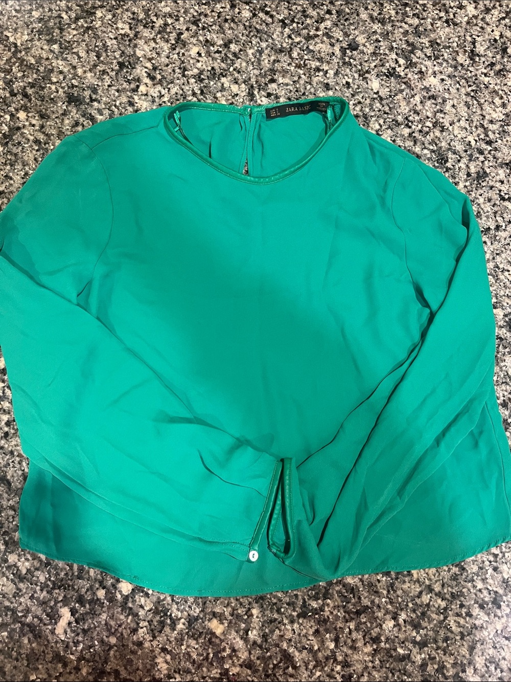Zara Teal Green Long Sleeve Blouse